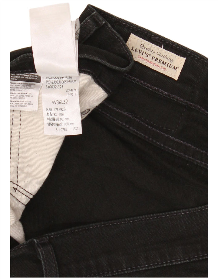 LEVI'S Mens Straight Jeans W36 L32 Black Cotton