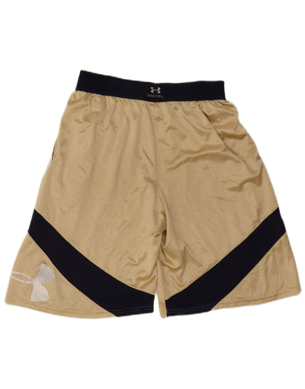 Under Armour Mens Graphic Sport Shorts Large Gold Colourblock Polyester