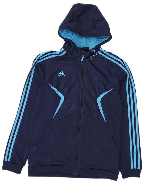 Adidas Mens Zip Hoodie Sweater Medium Navy Blue Polyester