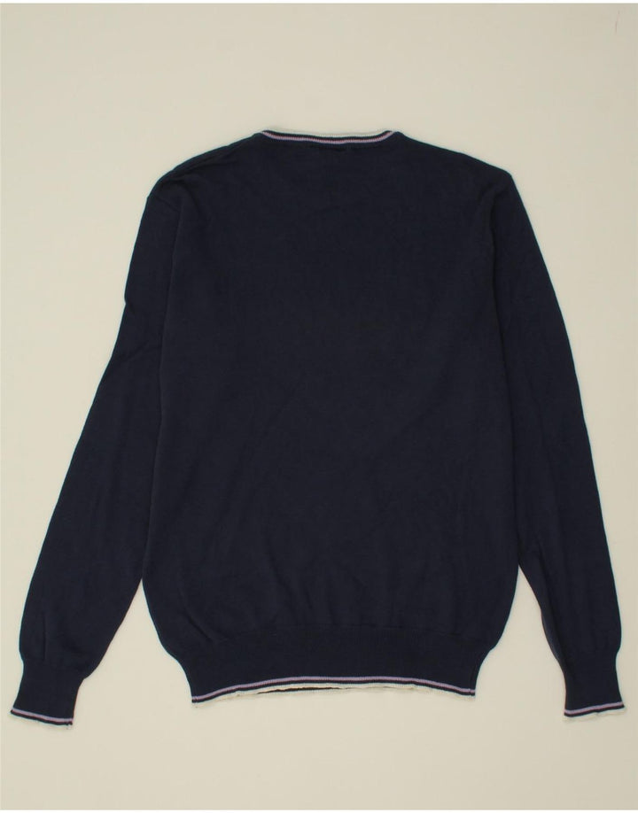 LOTTO Mens Crew Neck Jumper Sweater Medium Navy Blue Cotton Vintage Lotto and Second-Hand Lotto from Messina Hembry 