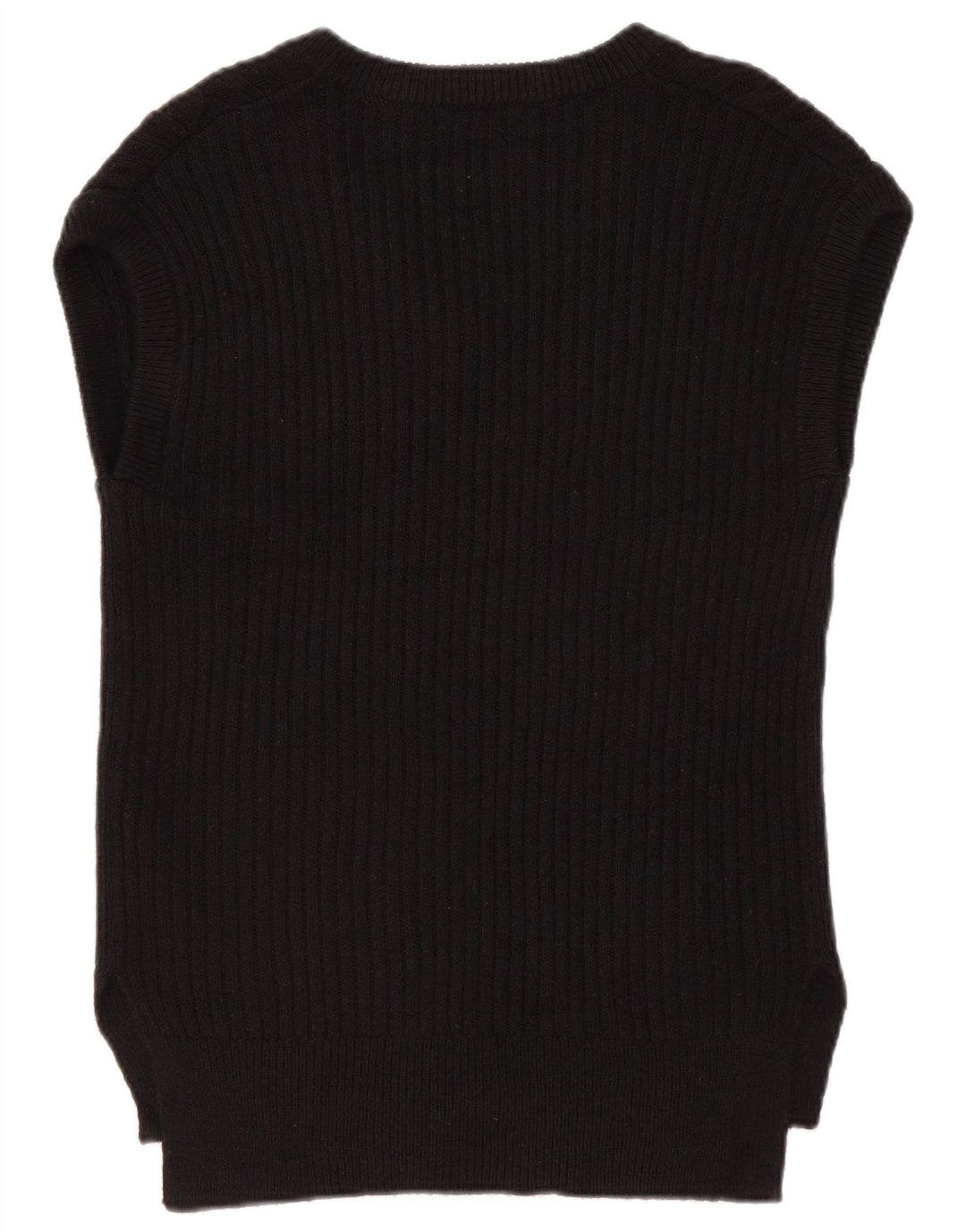 MARKS & SPENCER Womens Oversized Vest Tank Top UK 10 Small Black Cotton