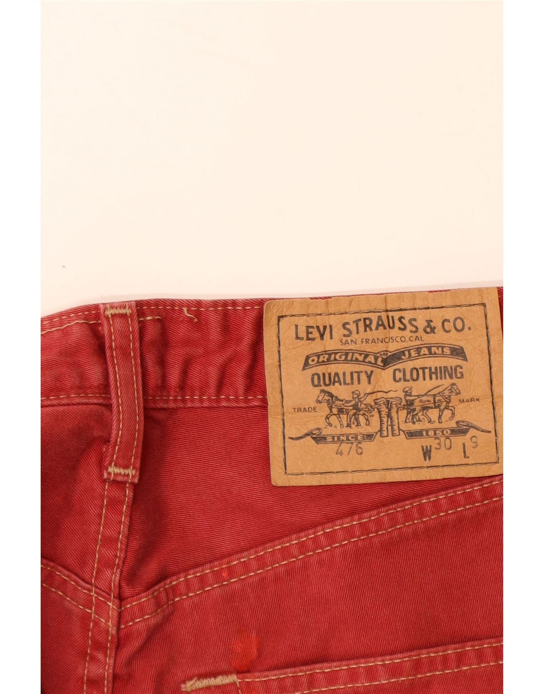 LEVI'S Mens 476 Denim Shorts W30 Medium Red Cotton
