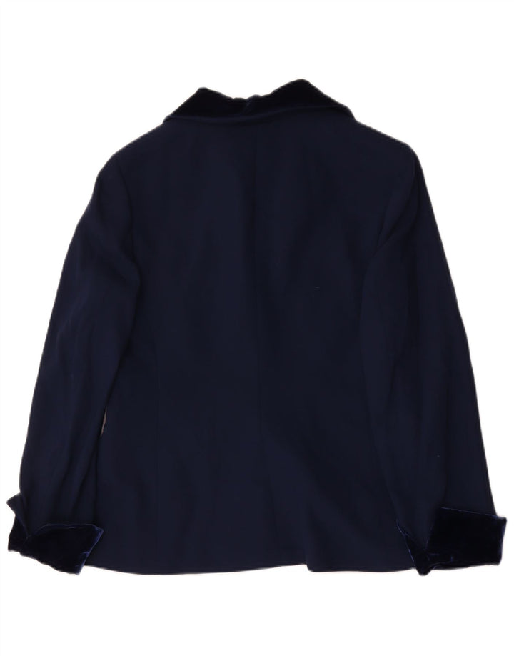 Luisa Spagnoli Womens 3 Button Blazer Jacket IT 46 Large Navy Blue Wool