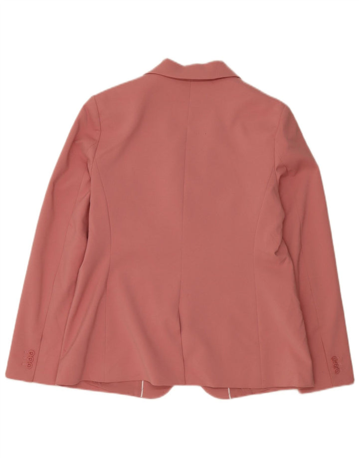 Marks & Spencer Womens 1 Button Slim Fit Blazer Jacket UK 12 Medium Pink