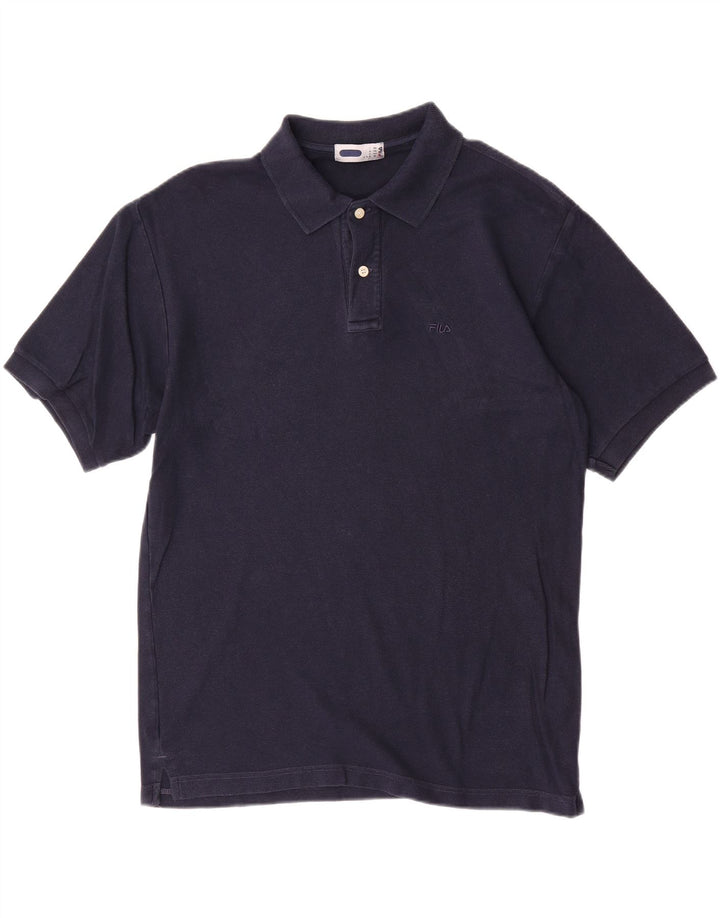 FILA Mens Polo Shirt IT 50 Medium Navy Blue Cotton