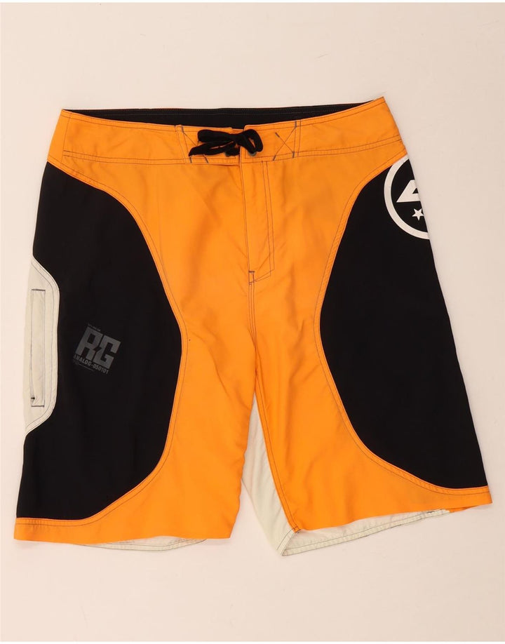 ANALOG Mens Graphic Swimming Shorts Large  Yellow Colourblock