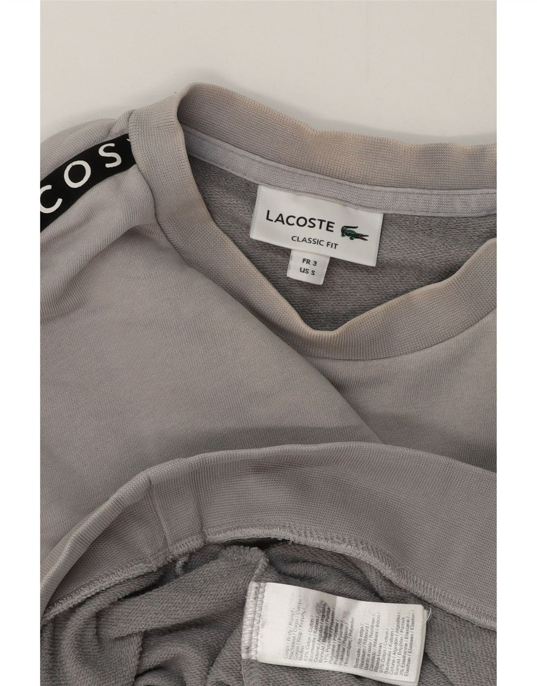Lacoste Mens Graphic Sweatshirt Jumper Size 3 Small Grey Colourblock