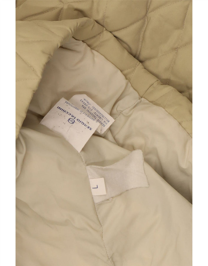 Sergio Tacchini Mens Hooded Quilted Jacket UK 40 Large Beige