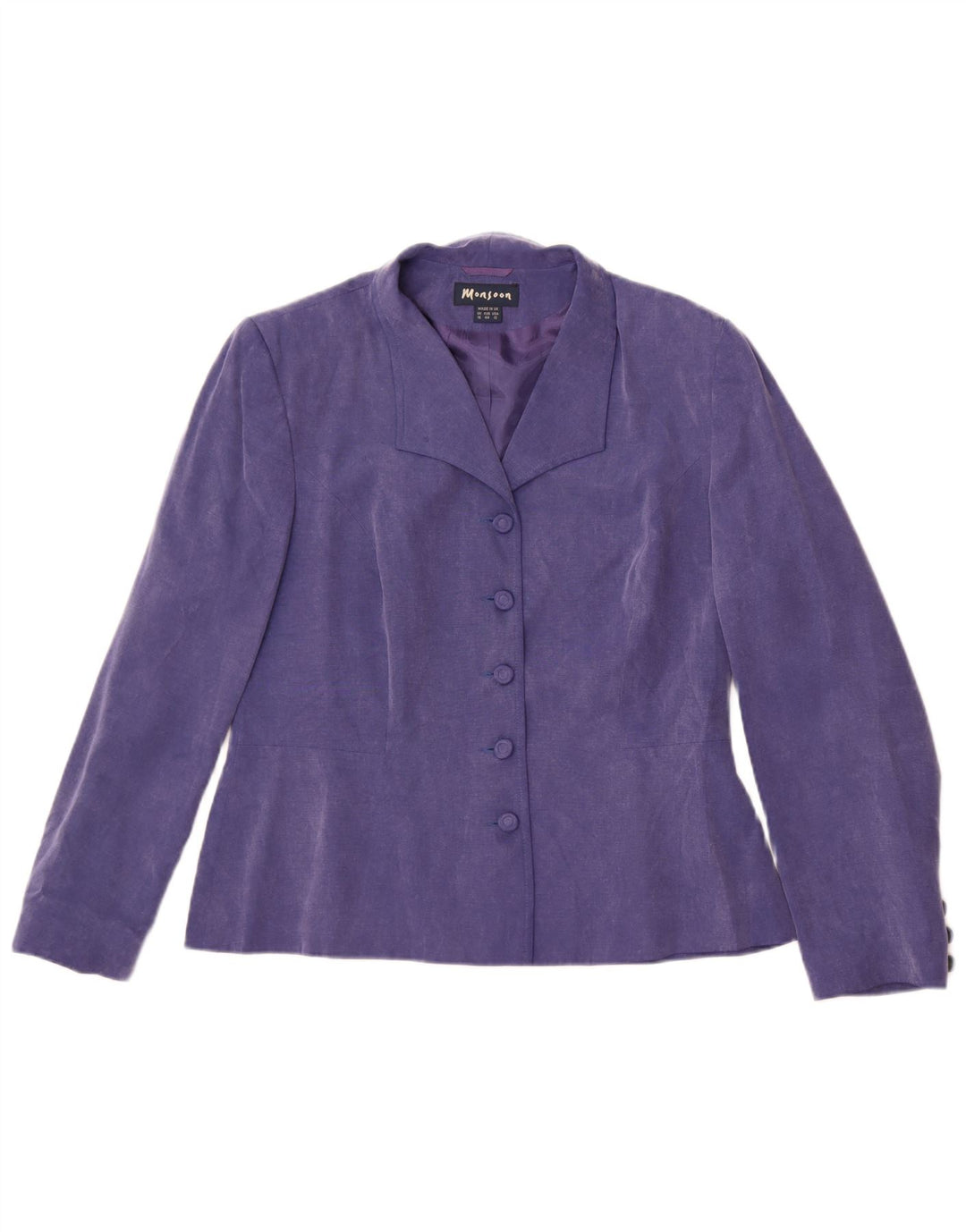 Monsoon Womens 5 Button Blazer Jacket UK 16 Large Purple Cupro