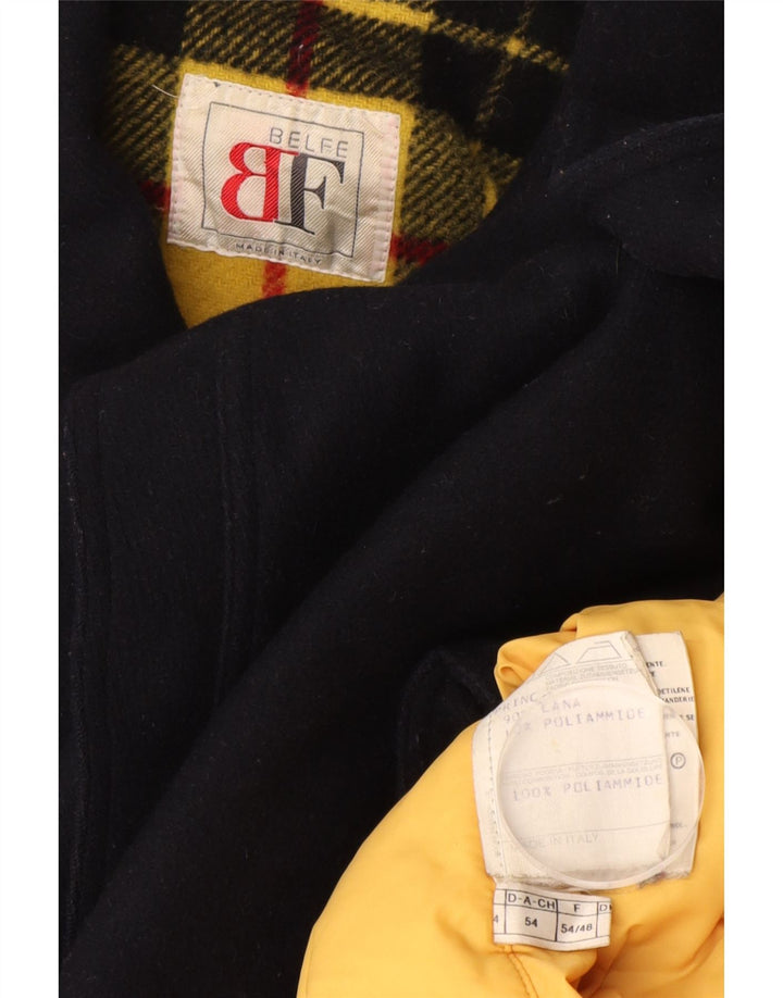 Belfe Mens Pea Coat IT 54 2XL Navy Blue Wool