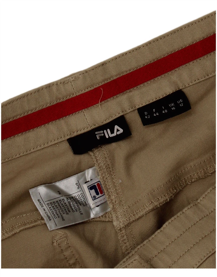 Fila Womens Straight Casual Trousers UK 16 Large W36 L28 Khaki Cotton