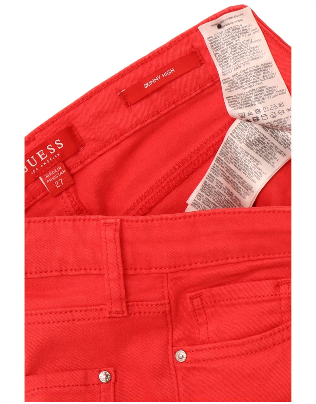 GUESS Womens High Rise Skinny Jeans W27 L27 Red Cotton