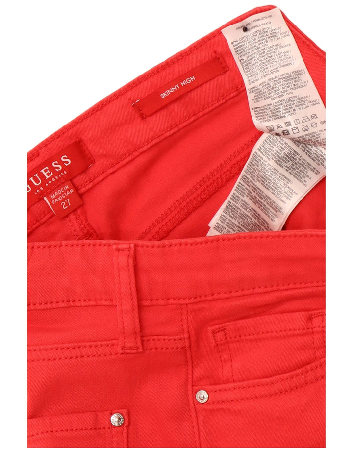 GUESS Womens High Rise Skinny Jeans W27 L27 Red Cotton