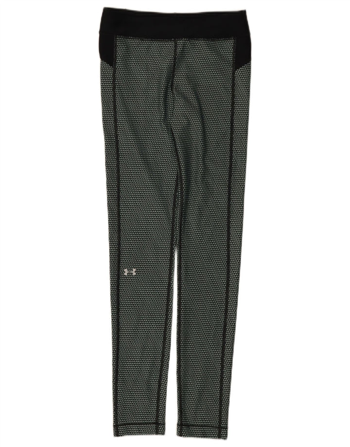Under Armour Womens Leggings UK 10 Small Black Geometric Polyester