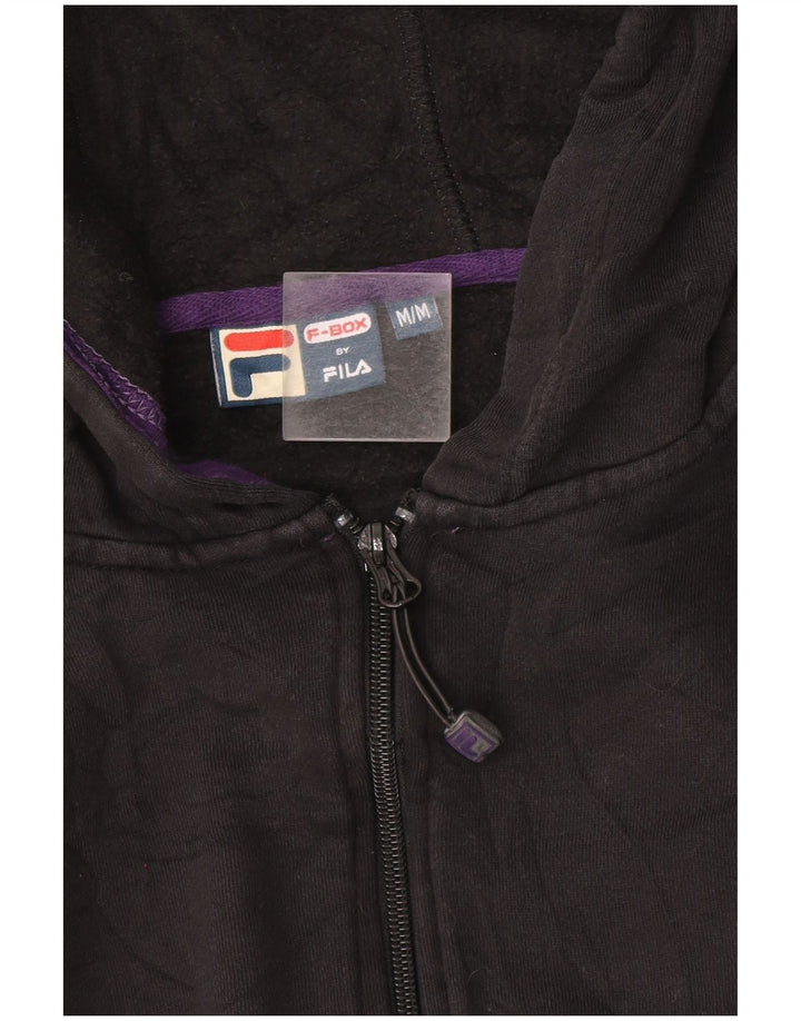 Fila Womens Zip Hoodie Sweater UK 12 Medium Black