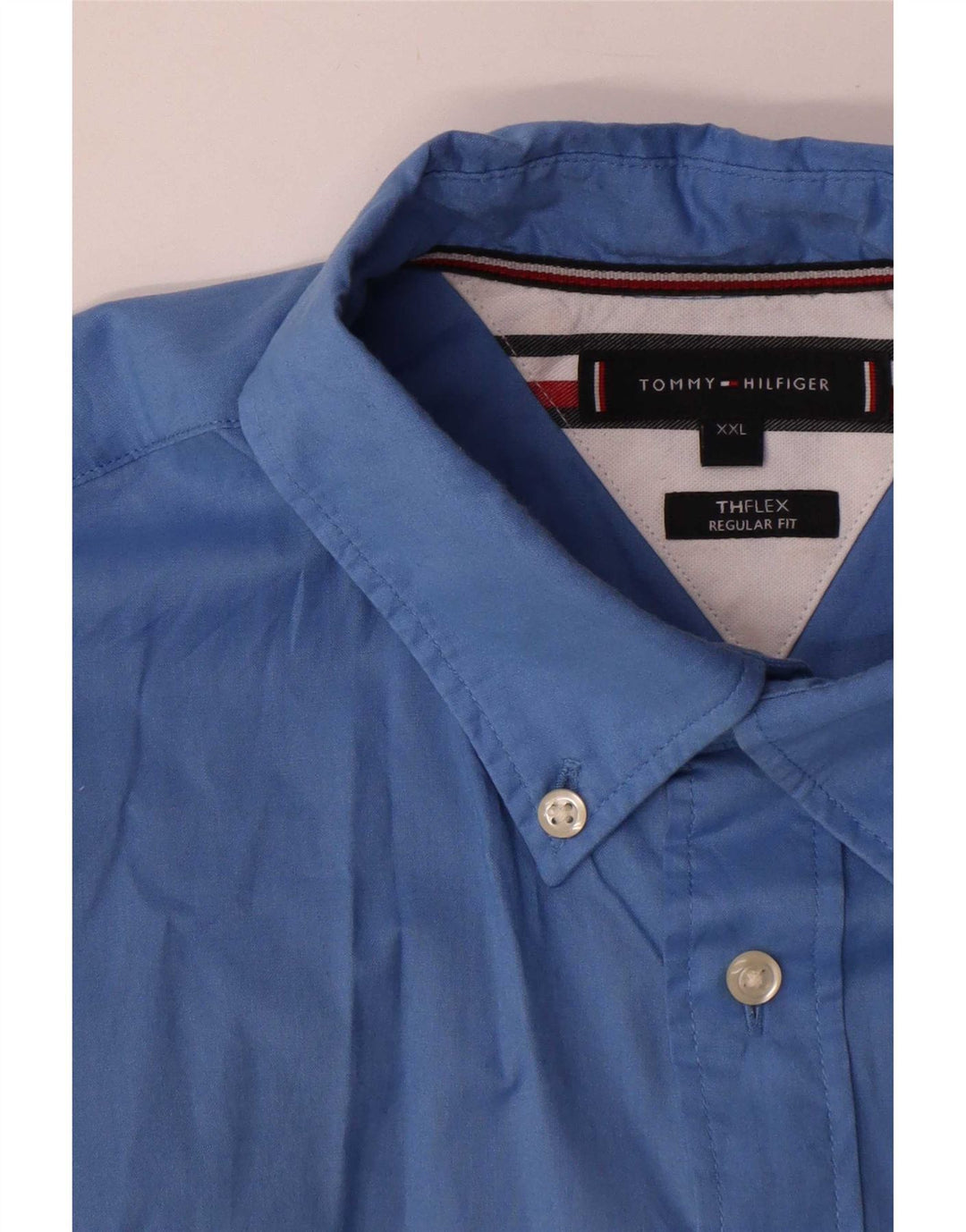 Tommy Hilfiger Mens Regular Fit Shirt 2XL Blue Cotton
