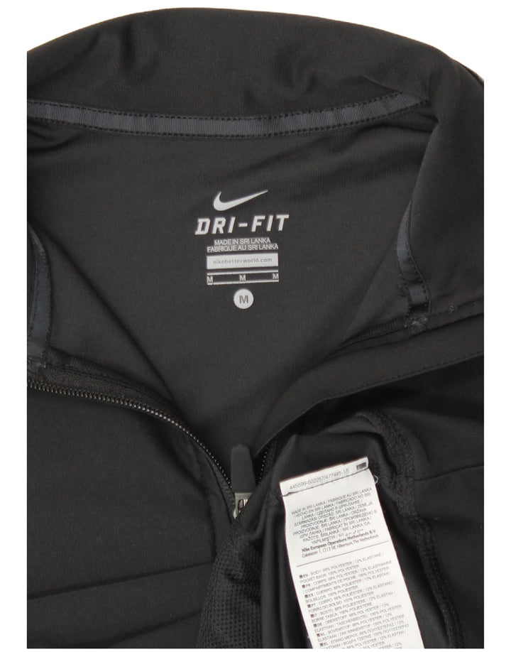Nike Womens Tracksuit Top Jacket UK 12 Medium Black Polyester