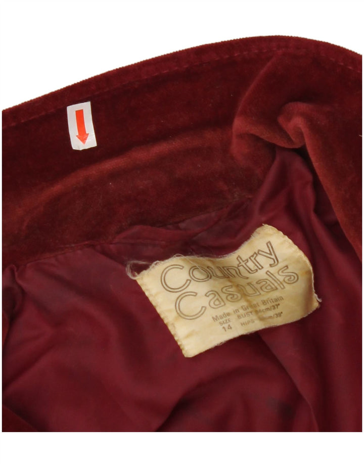 COUNTRY CASUALS Womens 2 Button Velvet Blazer Jacket UK 14 Large Burgundy