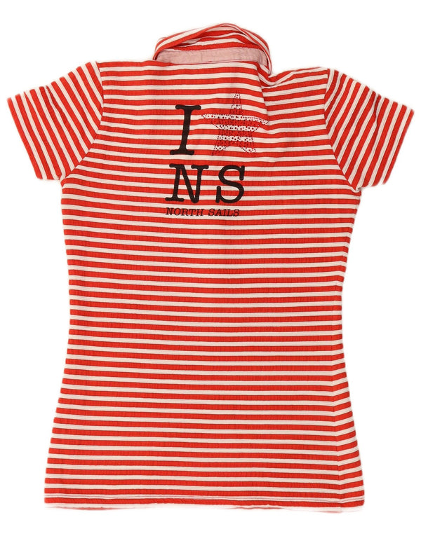 NORTH SAILS Womens Graphic Polo Shirt UK 10 Small Red Striped