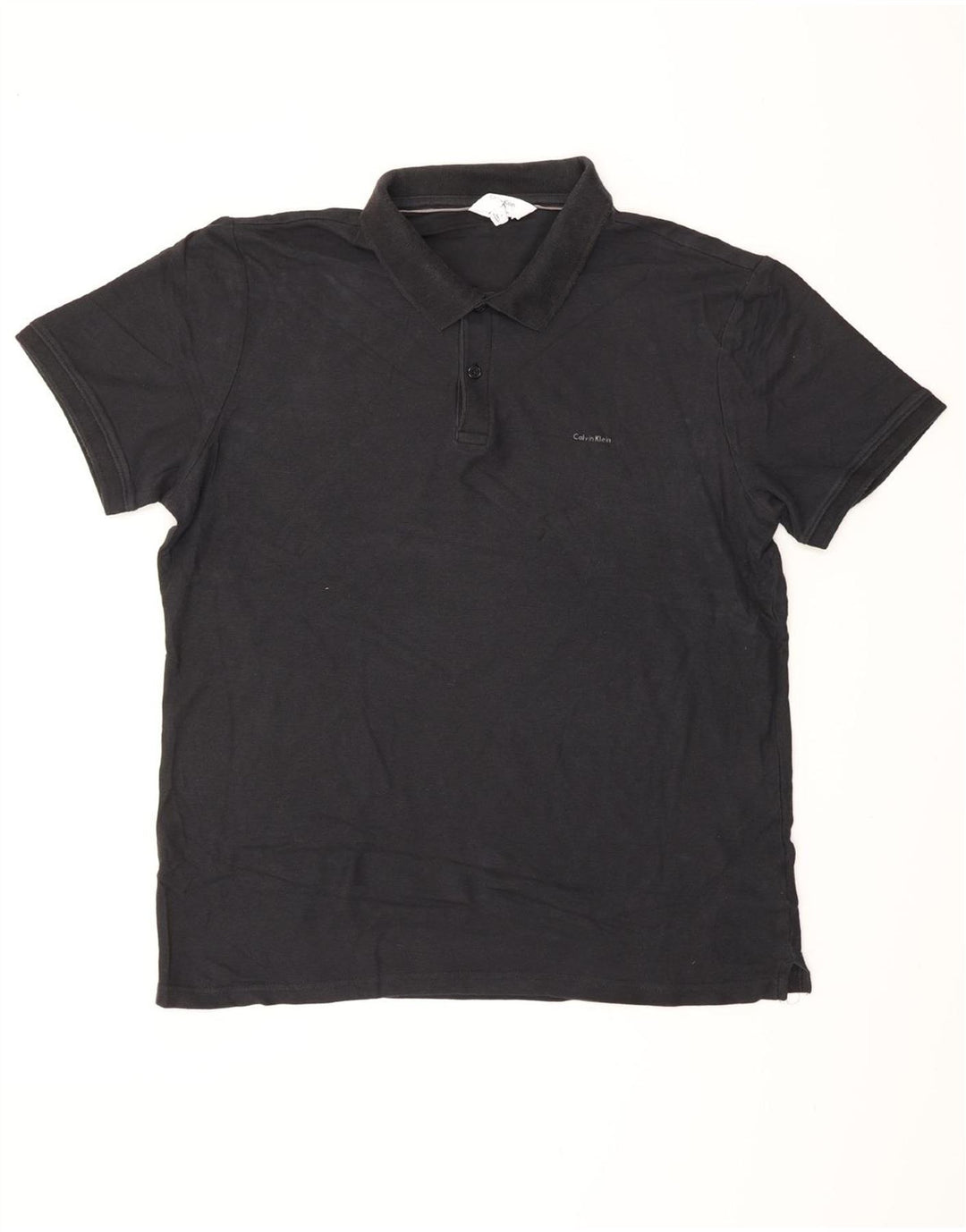CALVIN KLEIN Mens Slim Fit Polo Shirt Large Black Cotton