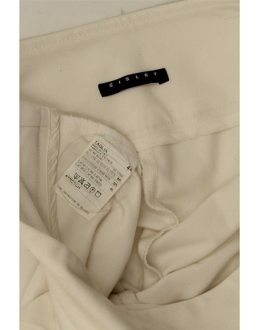 Sisley Womens Flare Casual Trousers IT 44 Medium W30 L32 White Polyester