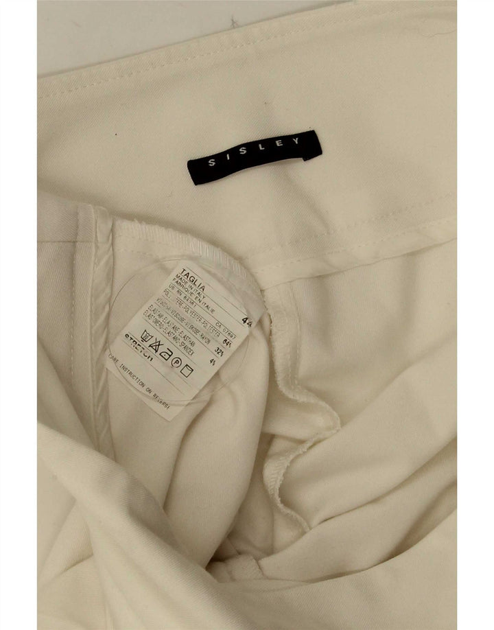 Sisley Womens Flare Casual Trousers IT 44 Medium W30 L32 White Polyester