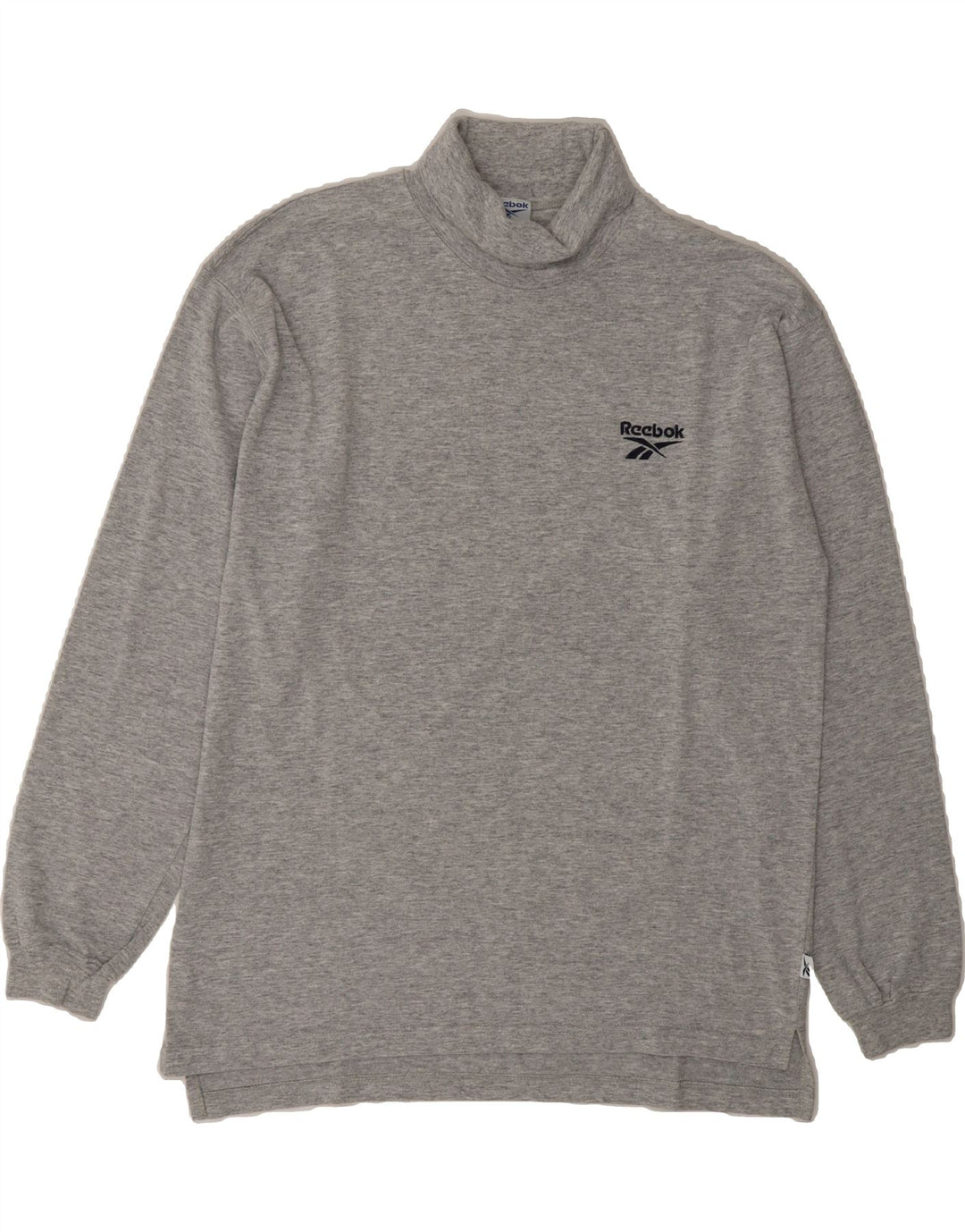 REEBOK Mens Roll Neck Jumper Sweater Small Grey Cotton Vintage Reebok and Second-Hand Reebok from Messina Hembry 