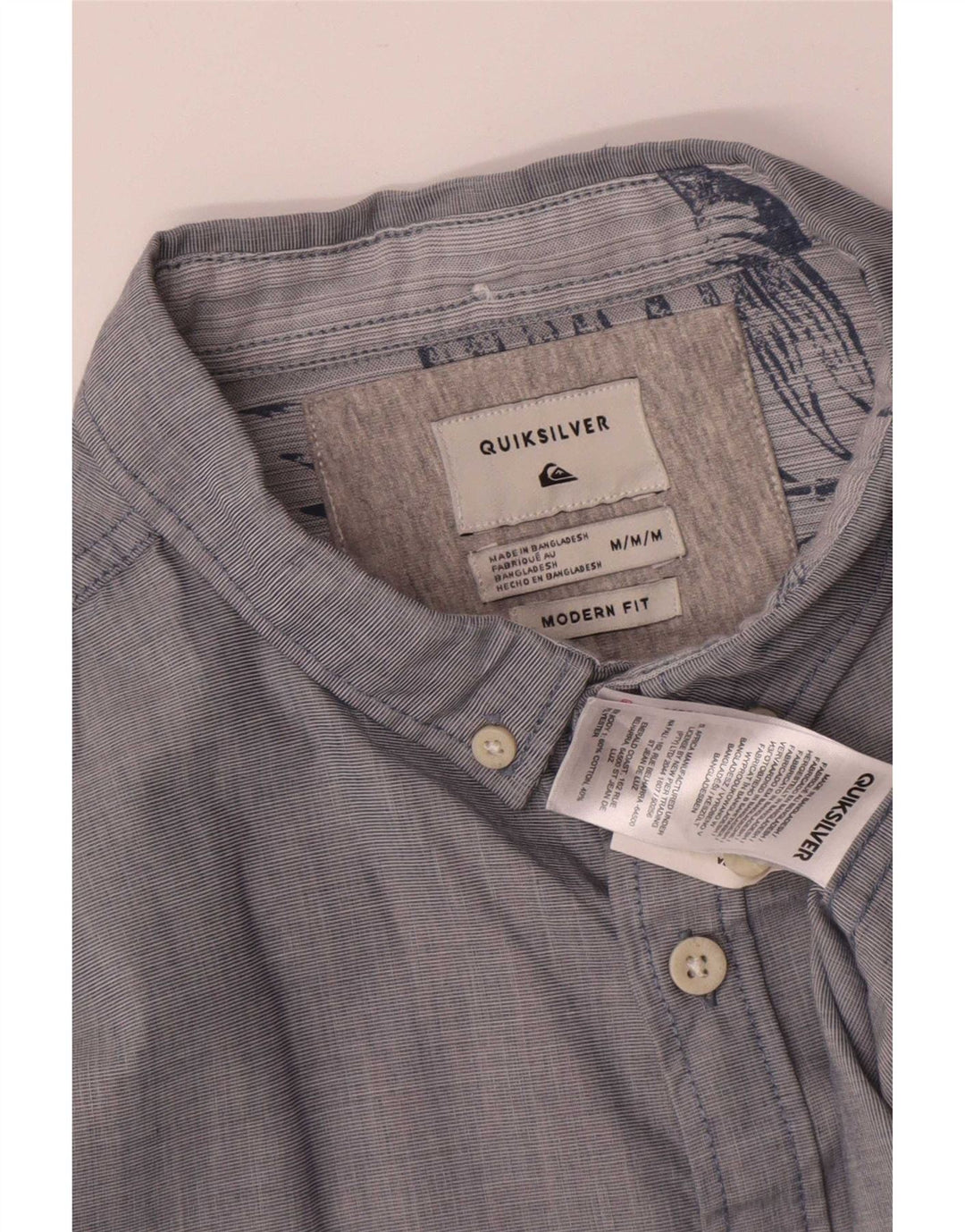 Quiksilver Mens Modern Fit Shirt Medium Blue Cotton