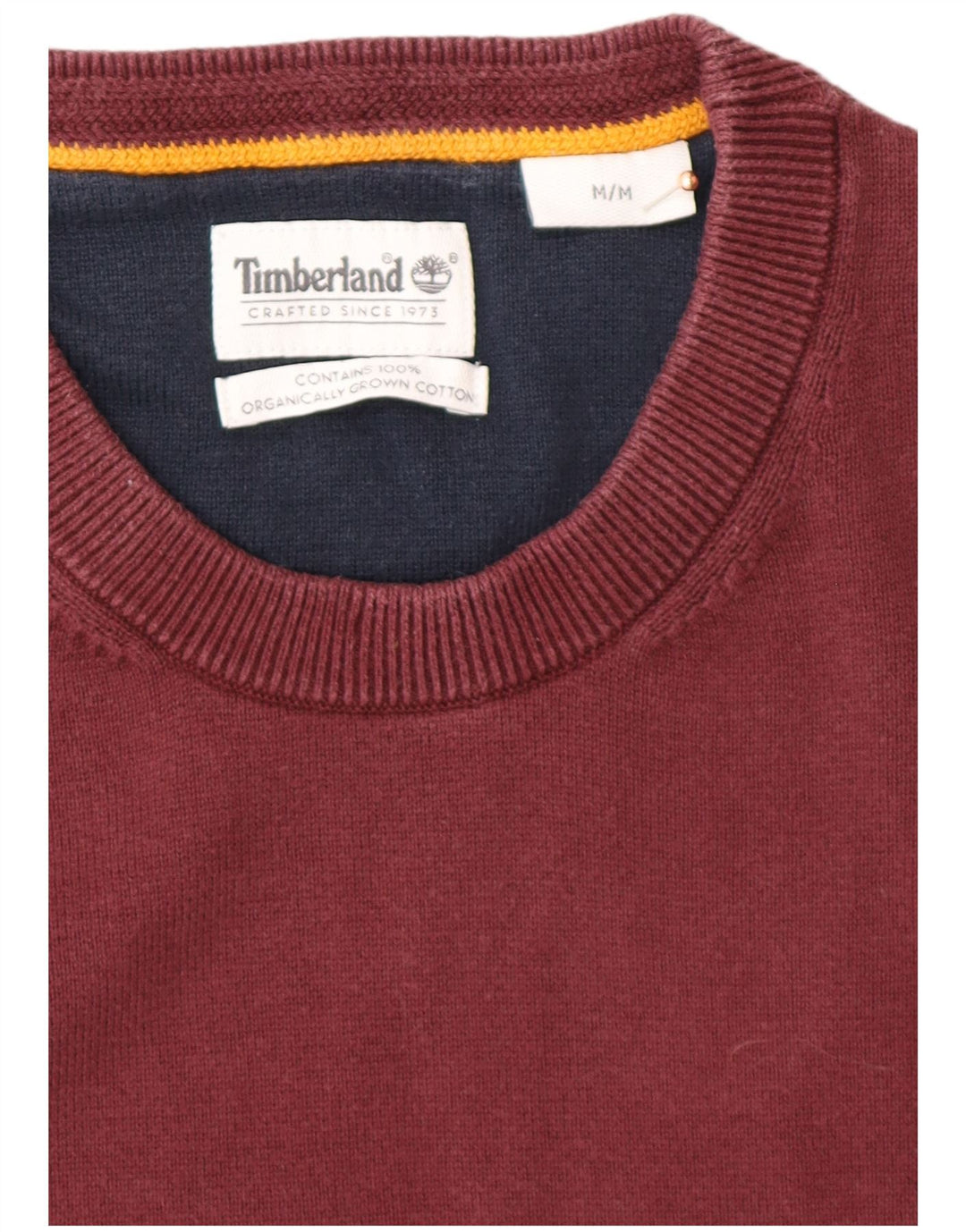 TIMBERLAND Mens Crew Neck Jumper Sweater Medium Burgundy Cotton