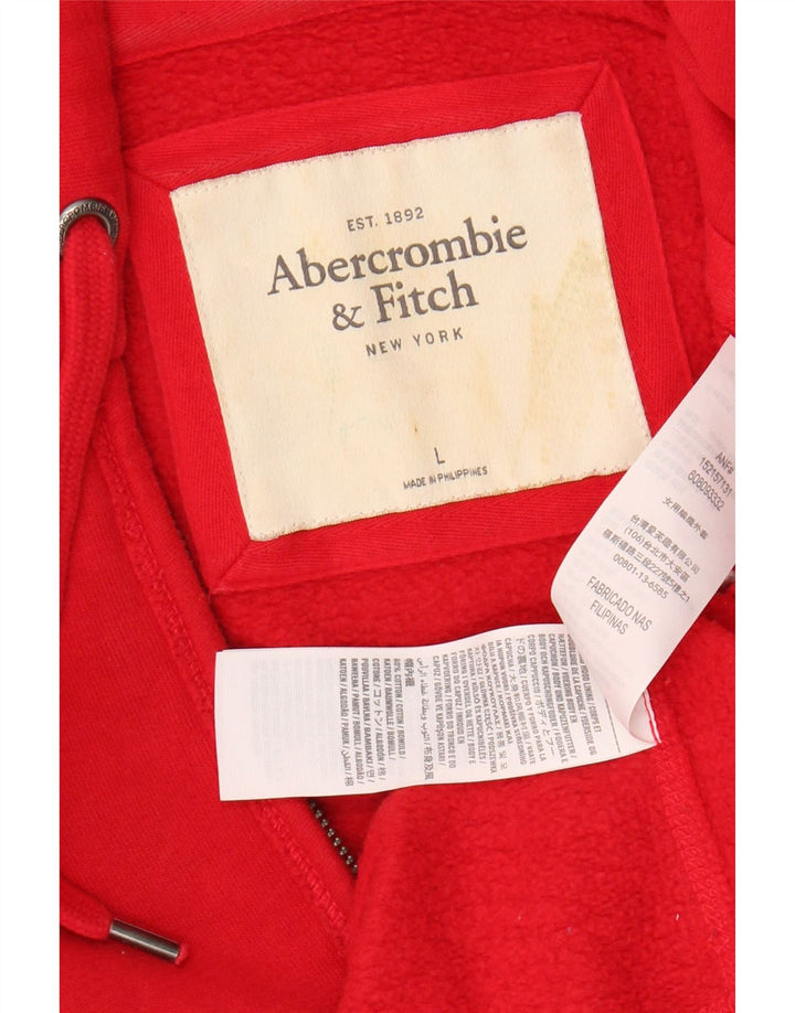 ABERCROMBIE & FITCH Womens Zip Hoodie Sweater UK 16 Large Red