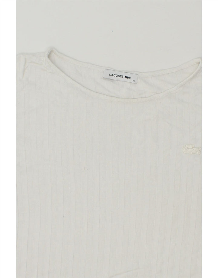 LACOSTE Womens T-Shirt Top Size 44 Large Off White Viscose Vintage Lacoste and Second-Hand Lacoste from Messina Hembry 