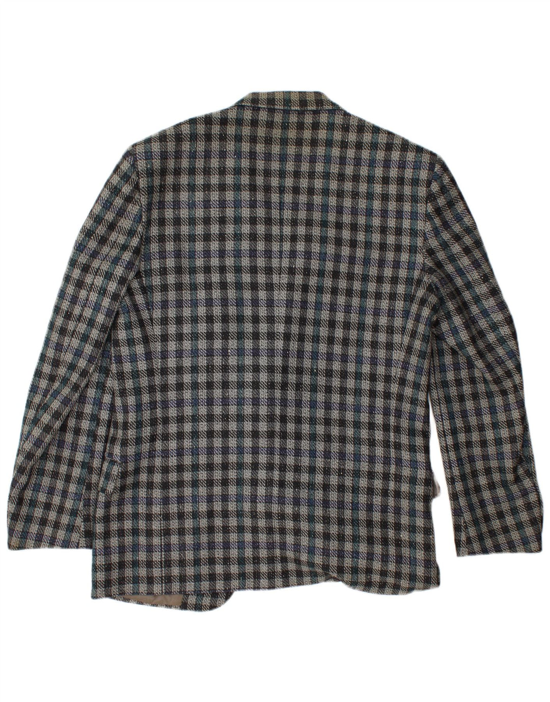 VALENTINO Mens 2 Button Blazer Jacket IT 50 Large Blue Check Virgin Wool