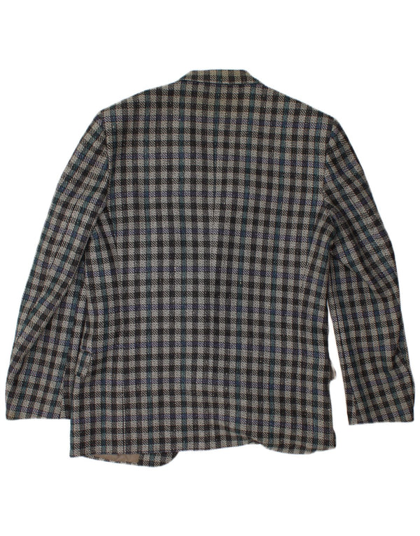 VALENTINO Mens 2 Button Blazer Jacket IT 50 Large Blue Check Virgin Wool