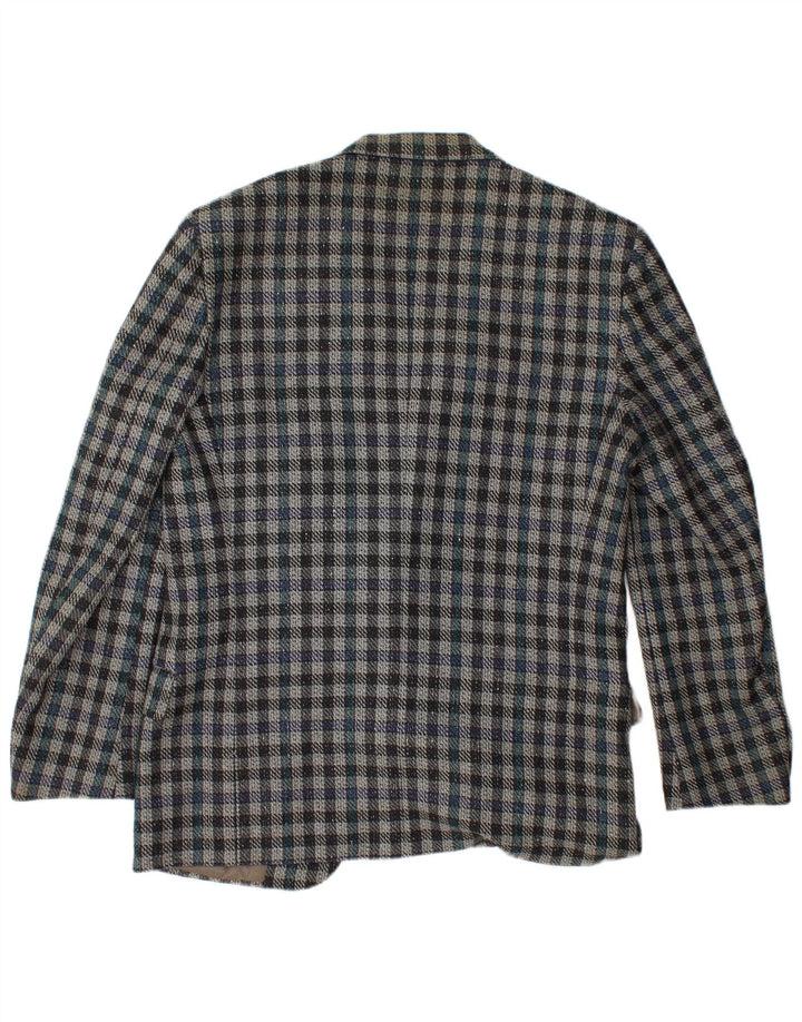 VALENTINO Mens 2 Button Blazer Jacket IT 50 Large Blue Check Virgin Wool