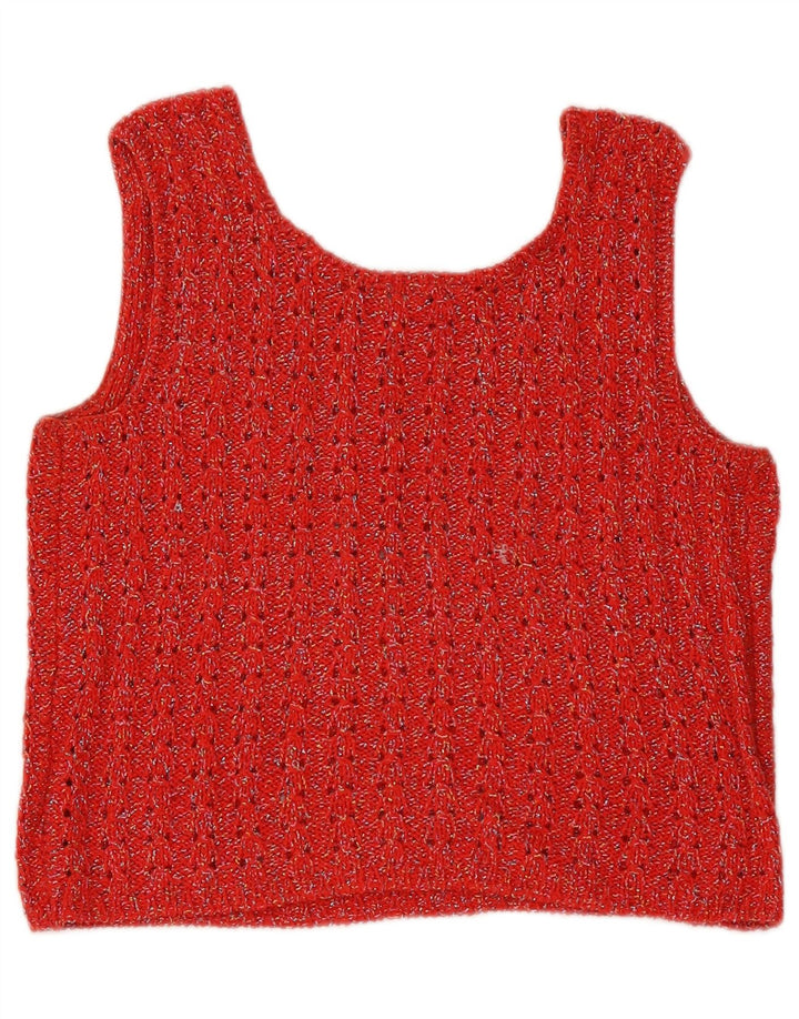 Valentino Womens Crop Knit Blouse Top UK 12 Medium Red