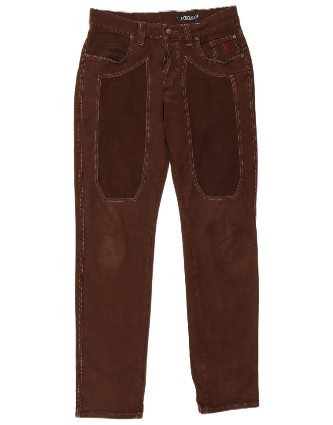 JECKERSON Mens Slim Casual Trousers W32 L34 Brown Cotton