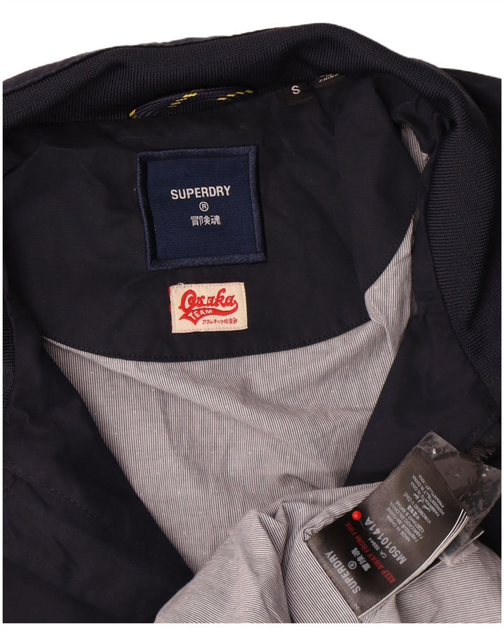 Superdry Mens Bomber Jacket UK 36 Small Navy Blue Cotton