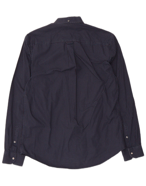 Ben Sherman Mens Shirt Medium Navy Blue Spotted Cotton