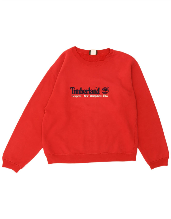 Timberland Mens Graphic Sweatshirt Jumper Medium Red Cotton