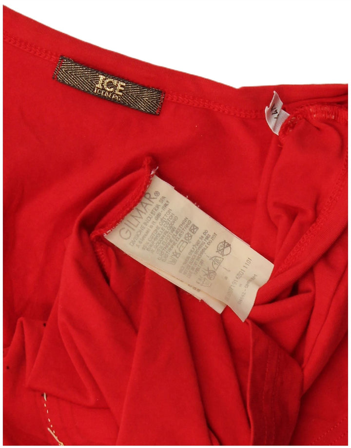 ICEBERG Womens Popeye Graphic T-Shirt Top UK 12 Medium Red Cotton