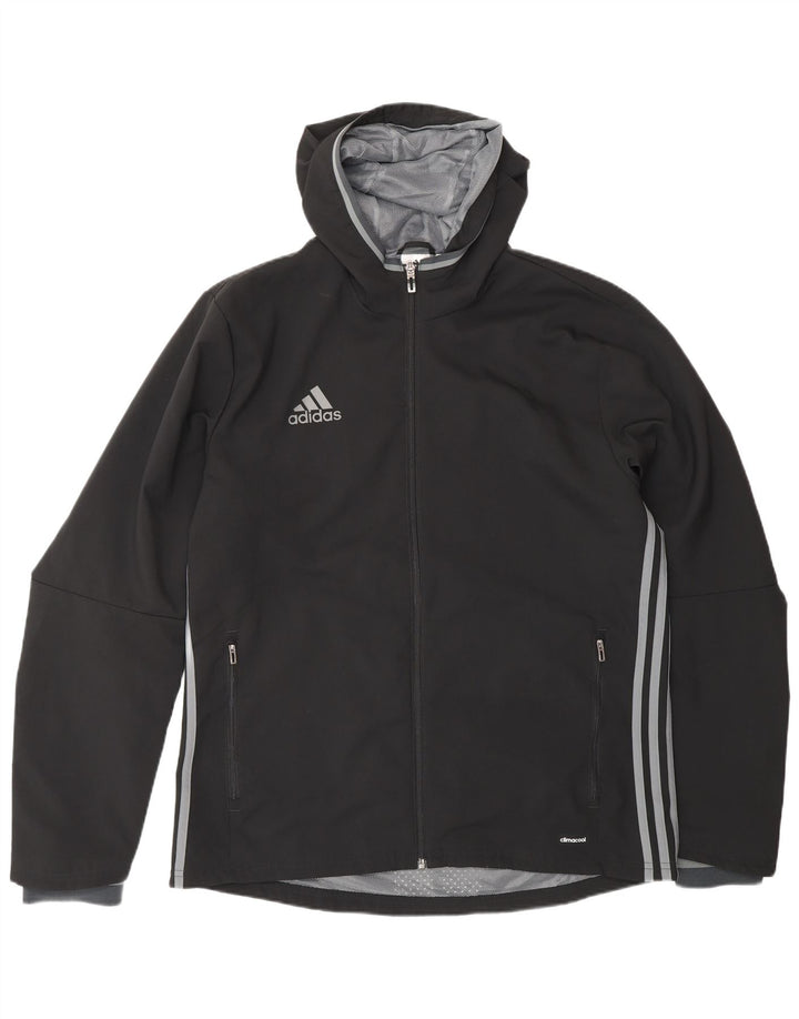 ADIDAS Mens Climacool Hooded Tracksuit Top Jacket Large Black Polyester