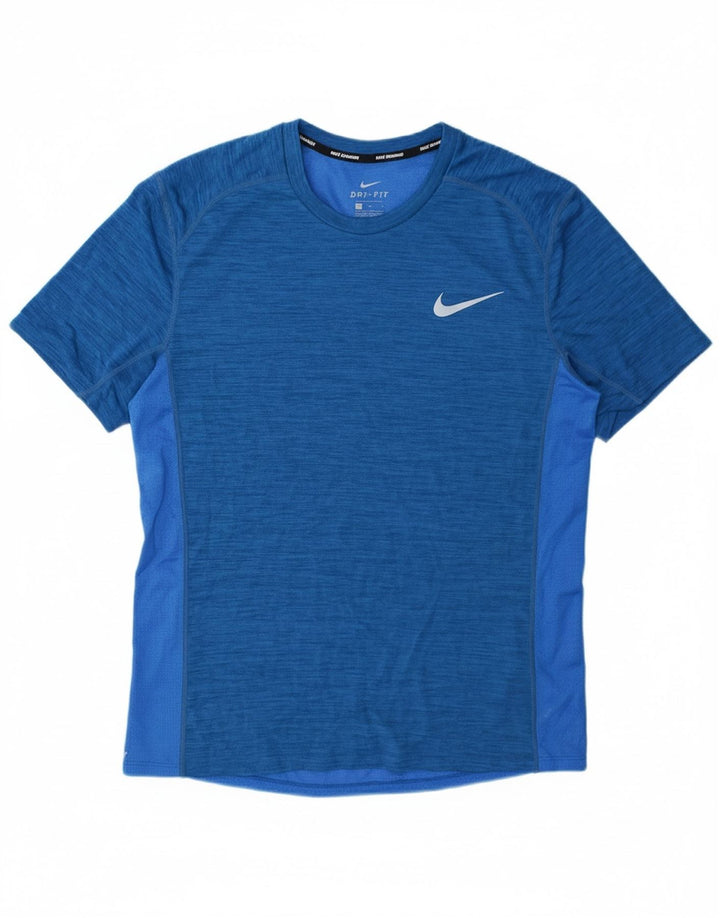 NIKE Mens Dri Fit T-Shirt Top Medium Blue Polyester
