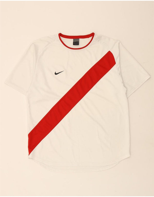 NIKE Mens T-Shirt Top Medium White Colourblock