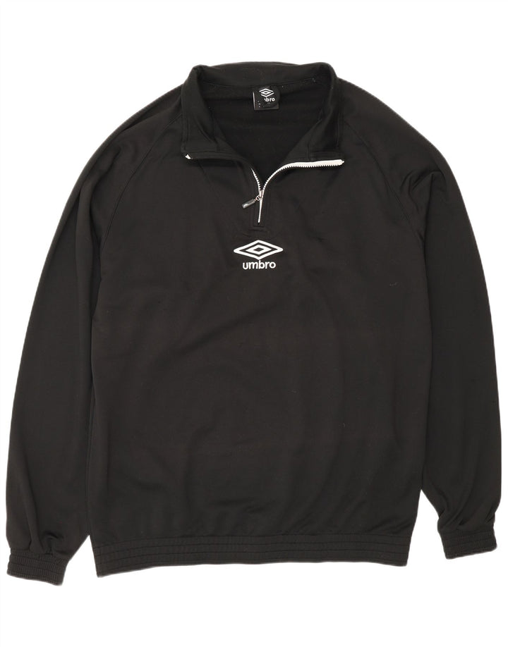 Umbro Mens Zip Neck Pullover Tracksuit Top Large Black Polyester