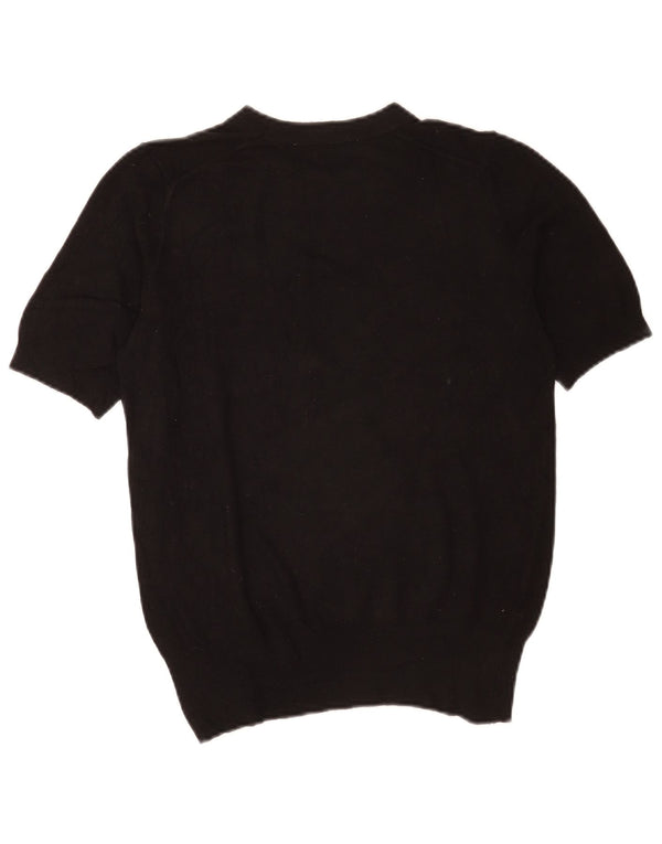Zara Womens Short Sleeve Boat Neck Jumper Sweater UK 10 Small Black