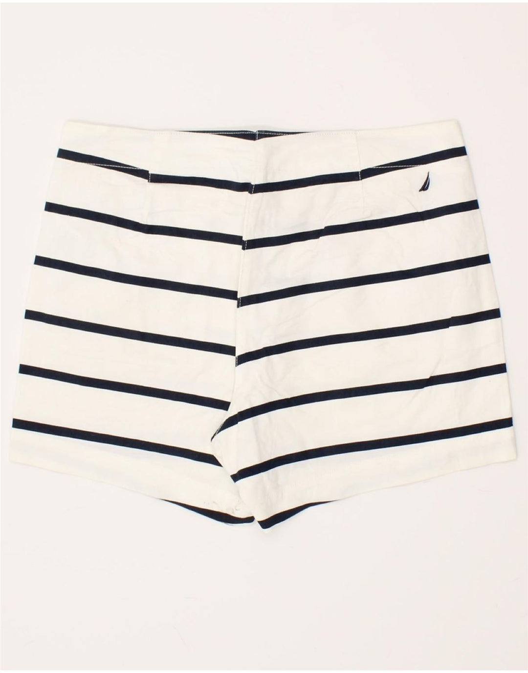 NAUTICA Womens Hot Pants US 8 Medium W30  White Striped Cotton Vintage Nautica and Second-Hand Nautica from Messina Hembry 
