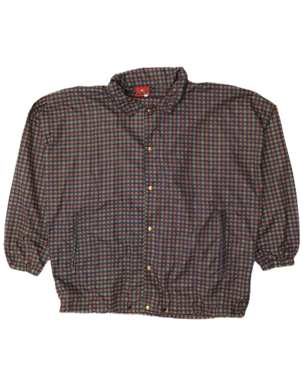 VINTAGE Mens Oversized Bomber Jacket UK 40 Large Blue Polka Dot