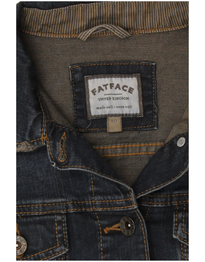 Fat Face Womens Denim Jacket UK 10 Small Navy Blue Cotton