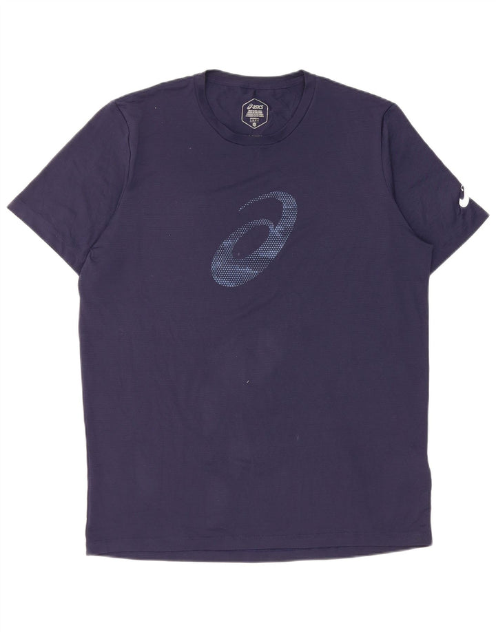Asics Mens Graphic T-Shirt Top Large Navy Blue Polyester