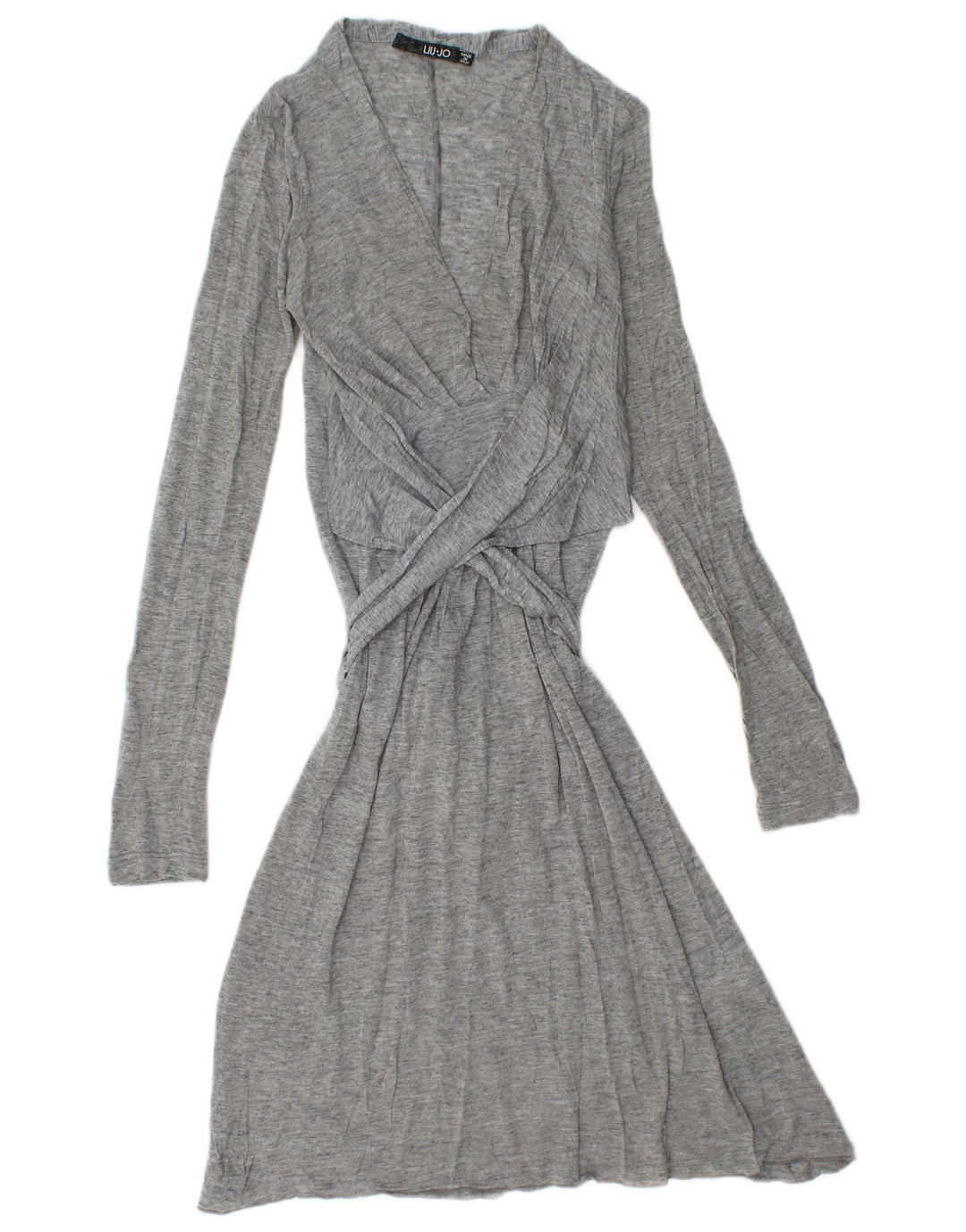 Liu Jo Womens Front Tie Long Sleeve A-Line Dress IT 40 Small Grey Flecked